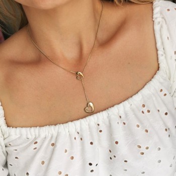 Naszyjnik STAL CHIRURGICZNA krawatka serduszka kolor złoty