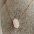 Naszyjnik STAL CHIRURGICZNA kwarc różowy kolor złoty