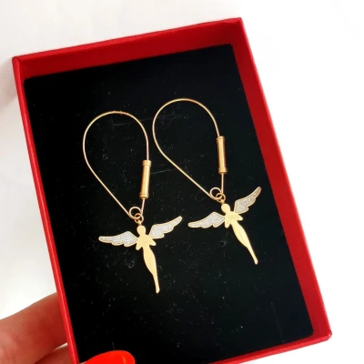 Kolczyki PREMIUM STAL CHIRURGICZNA Anioł kolor złoty Blueberry