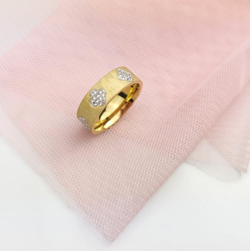 Pierścionek obrączka matowa STAL CHIRURGICZNA kryształy kolor złoty Blueberry Premium