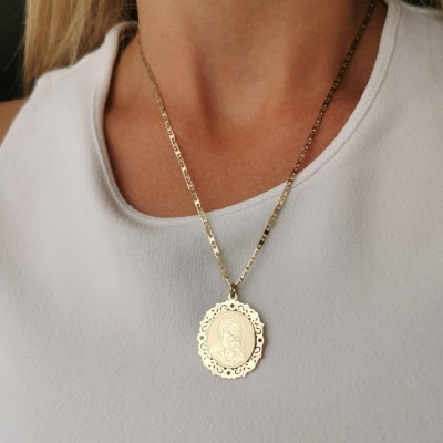  Naszyjnik medalik STAL CHIRURGICZNA kolor złoty BLUEBERRY  