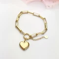 Bransoletka ze STALI CHIRURGICZNEJ serce ankier kolor złoty