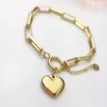 Bransoletka ze STALI CHIRURGICZNEJ serce ankier kolor złoty