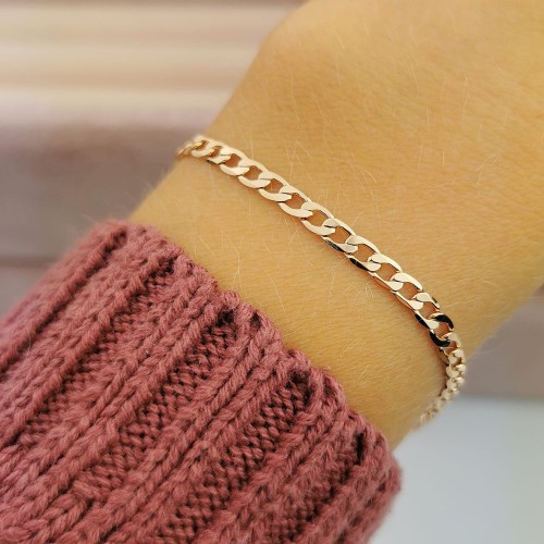 Bransoletka POZŁACANA klasyczna pancerka miedź 18k rose gold