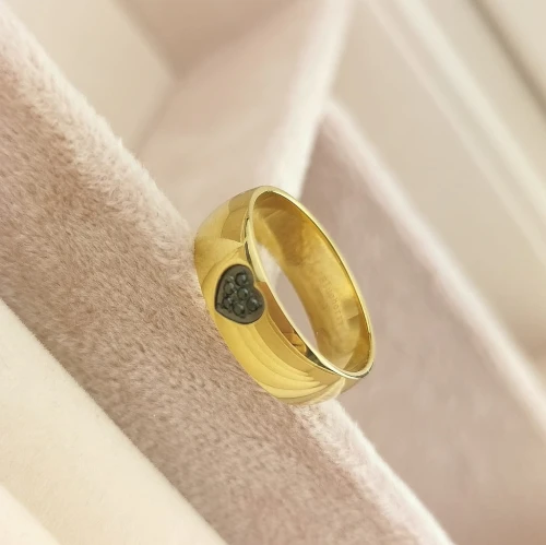 Pierścionek  obrączka POZŁACANA STAL kryształy kolor złoty