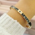 Bransoletka bangle STAL CHIRURGICZNA Złota sztywna czarno-złota Blueberry
