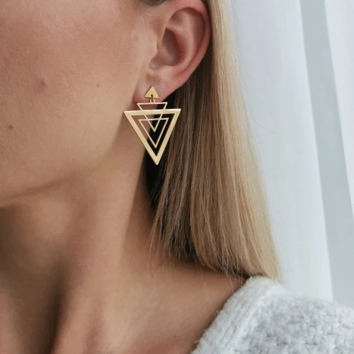 Kolczyki STAL CHIRURGICZNA geometryczne kolor złoty Blueberry