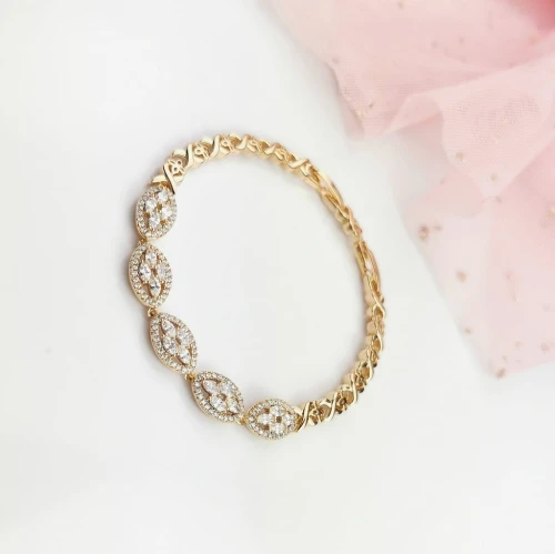 Bransoletka POZŁACANA elegancka z kryształkami rose gold
