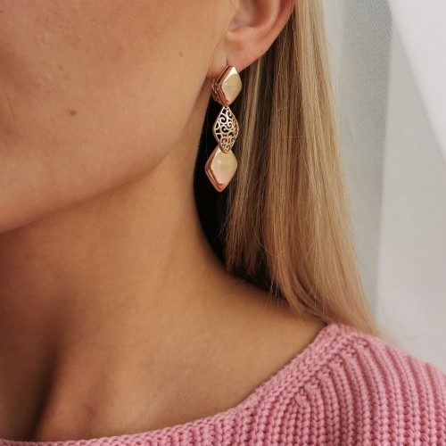 Kolczyki POZLACANE klasyczne blaszki kryształki rose gold
