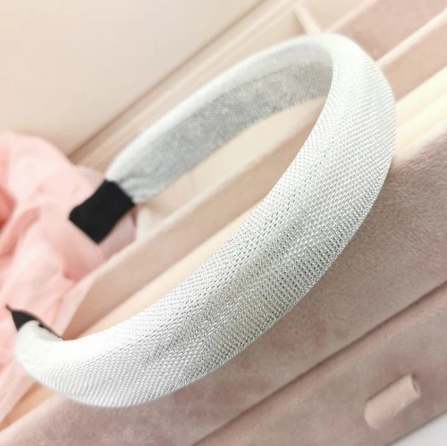 Opaska do włosów klasyczna gładka kolor srebrny