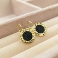 Kolczyki ze STALI CHIRURGICZNEJ klasyczne greckie czarne kryształki bigiel kolor złoty Blueberry