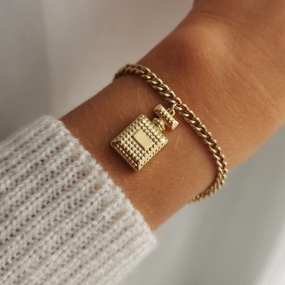 Bransoletka FLAKONIK perfumy kolor złoty Colibra 