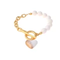 Bransoletka biały onyks PĘKATE SERCE kolor złoty Colibra
