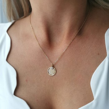 Naszyjnik STAL CHIRURGICZNA zawieszka kryształ kolor złoty Blueberry