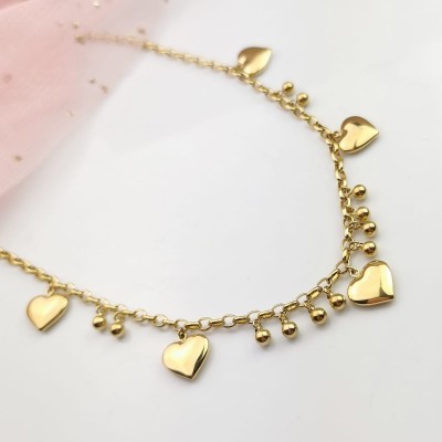 Naszyjnik STAL CHIRURGICZNA łańcuch serca kolor złoty Blueberry Premium