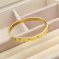 Bransoletka STAL CHIRURGICZNA sztywna bangle klasyczna z kryształkami złota