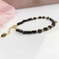 Bransoletka STAL CHIRURGICZNA gwiazdka koraliki kamienie czarne złota Blueberry Premium
