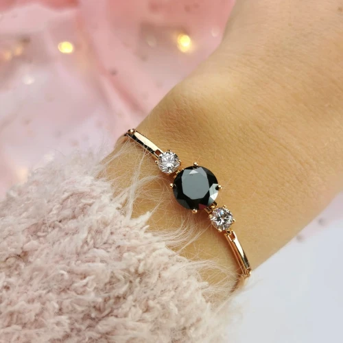 Bransoletka KLASYCZNA elegancka czarny kryształ rose gold