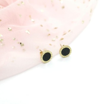 BLUEBERRY Kolczyki STAL CHIRURGICZNA Klasyczne okrągłe czarny środek