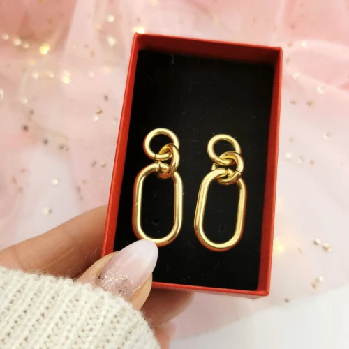 Kolczyki POZŁACANA STAL łańcuch kolor złoty