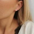 Kolczyki klasyczne kryształki opalizujące miedź pozłacane 18k Rose gold