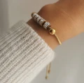 Bransoletka Premium STAL CHIRURGICZNA charms kryształki kolor złoty