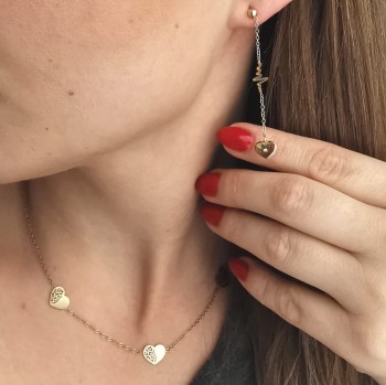 BLUEBERRY Kolczyki STAL CHIRURGICZNA Linia życia serduszko 