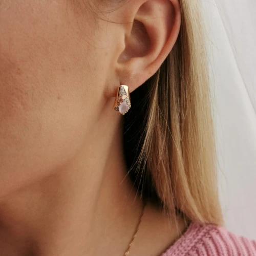 Kolczyki POZŁACANE KLASYCZNE kryształy rose gold pudrowy róż