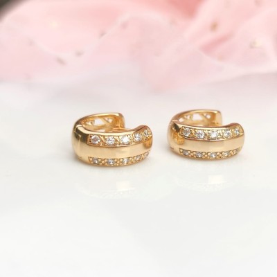 Kolczyki POZŁACANE klasyczne koła szersze kryształy rose gold  
