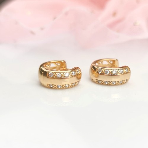 Kolczyki POZŁACANE klasyczne koła szersze kryształy rose gold