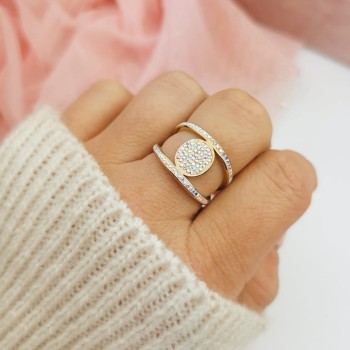 Pierścionek STAL CHIRURGICZNA kryształki opalizujące Blueberry 