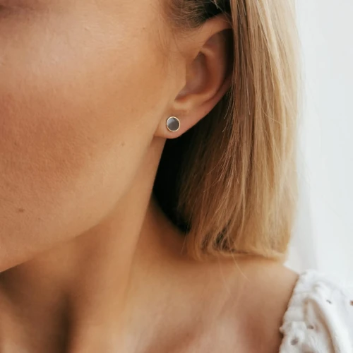 Kolczyki STAL CHIRURGICZNA okrągłe czarny środek złote