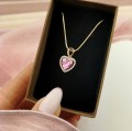 Naszyjnik  pozłacany SERCE kryształowe ZAWIESZKA rose gold  kolor różowy
