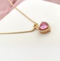 Naszyjnik  pozłacany SERCE kryształowe ZAWIESZKA rose gold  kolor różowy
