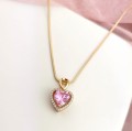 Naszyjnik  pozłacany SERCE kryształowe ZAWIESZKA rose gold  kolor różowy