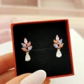 Kolczyki POZŁACANE kolorowe kryształy rose gold