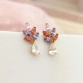 Kolczyki POZŁACANE kolorowe kryształy rose gold