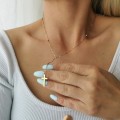 Naszyjnik ze STALI CHIRURGICZNEJ różaniec krzyżyk kolorowe koraliki krawatka