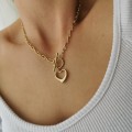Złoty naszyjnik choker STAL CHIRURGICZNA  łańcuch serce