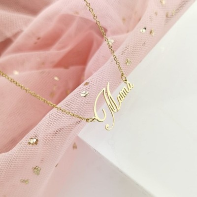 Naszyjnik POZŁACANY STAL CHIRURGICZNA napis MAMA kolor złoty Blueberry