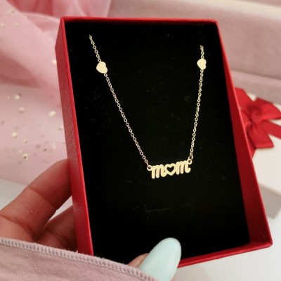 Naszyjnik STAL CHIRURGICZNA Mama serduszka kolor złoty Blueberry