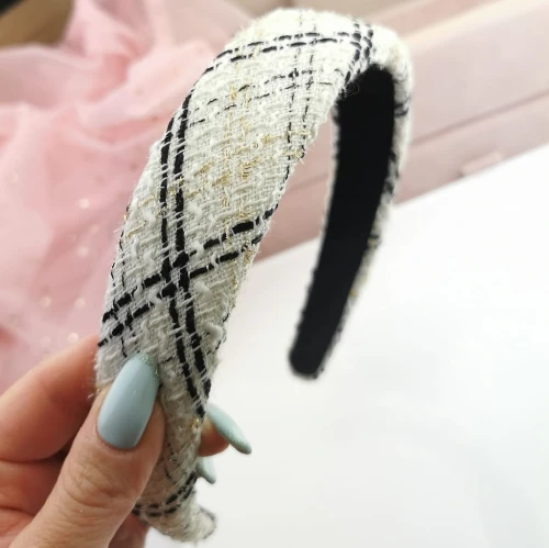 Opaska do włosów klasyczna szersza wzór kolor biały