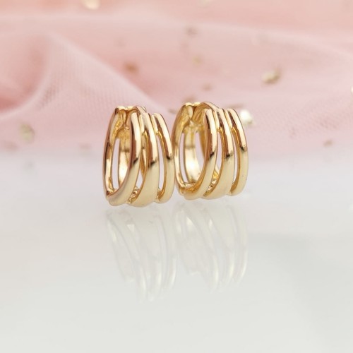 Kolczyki POZŁACANE koła małe potrójne rose gold