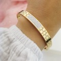 Bransoletka STAL CHIRURGICZNA złota sztywna bangle kryształki