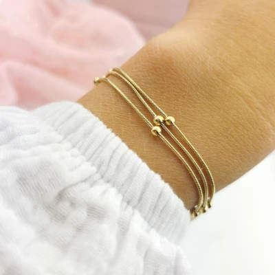 Złota bransoletka ze STALI CHIRURGICZNEJ żmijka kuleczki