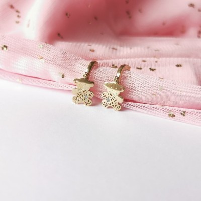 BLUEBERRY Kolczyki STAL CHIRURGICZNA Misie kryształ kolor zloty  