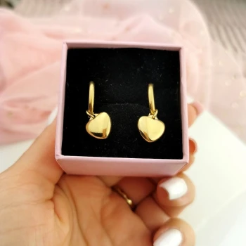 Złote kolczyki ze STALI CHIRURGICZNEJ koła serce 2w1 