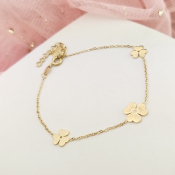 Złota bransoletka STAL CHIRURGICZNA koniczynki Blueberry