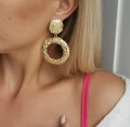 Złote kolczyki ze STALI CHIRURGICZNEJ koła boho