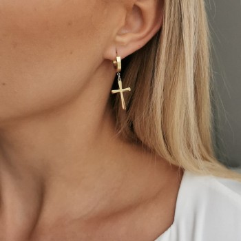 Kolczyki ze STALI CHIRURGICZNEJ krzyże kolor złoty 